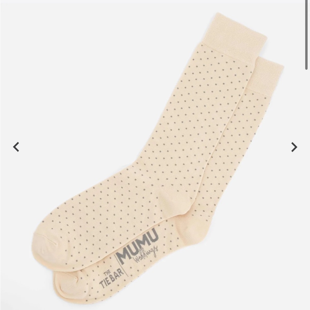 The Tie Bar - Mumu Weddings - Seaside Dot Champagne Dress Socks